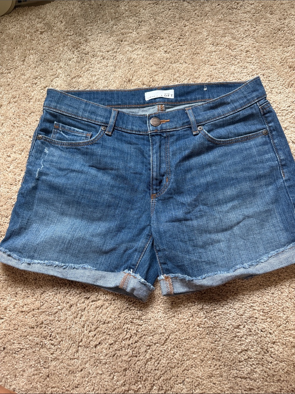 LOFT Blue Rolled-Hem Denim Shorts